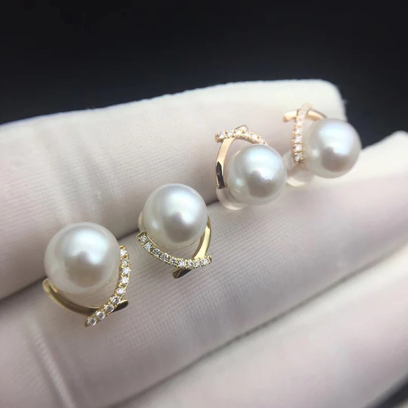 Sinya Diamond Stud earring with Natural southsea pearls in Au750 gold fashion design jewelry for women girls Mum 2018 News gift (8)