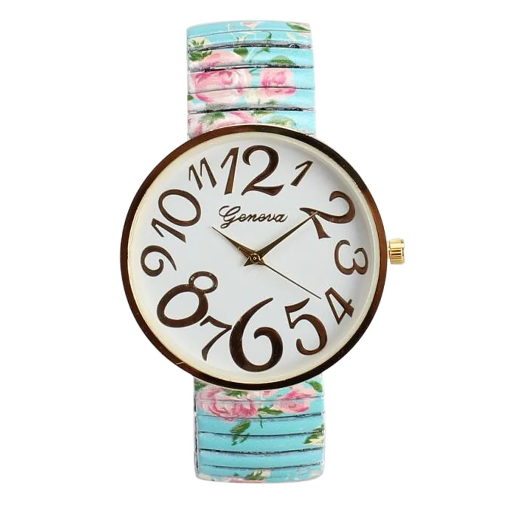 

Ladies Watches Casual Luxury Brand Women Elasticity FlowerShrink Bracelet Quartz Wrist Watch For Women