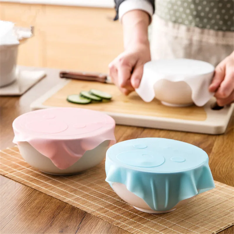 

1PC Practical 3 Colors Cute Multi-Functional Silicone Food Wraps Reusable Silicone Refrigerator Food Storage Cover Saran Wrap
