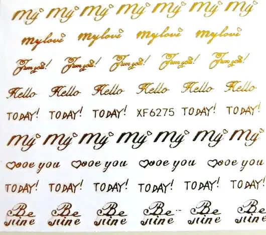 

Nail Sticker word gold Laser silver Back glue waterproof Shell Color Nail art tool