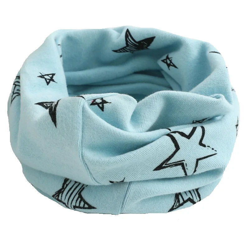Sky Big Star Новые модные осенне-зимние детские шарфы, весенний хлопковый детский шарф, большой принт со звездой, воротники для мальчиков и девочек, детский шарф с круглым вырезом - Цвет: Sky Big Star