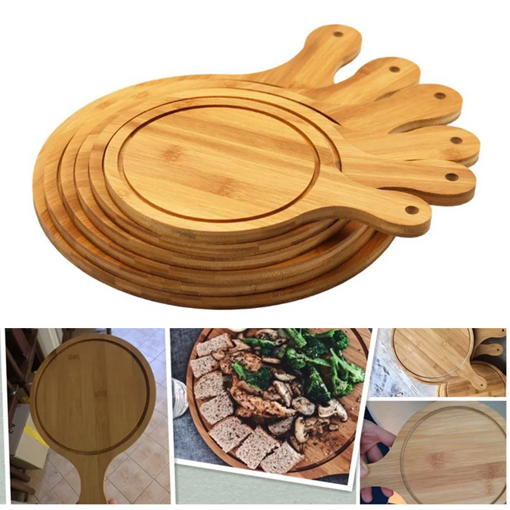 Baking Wooden Round Bakeware Tray Bread With Handle Steak Platter Pan Cake Cutting Pizza Board