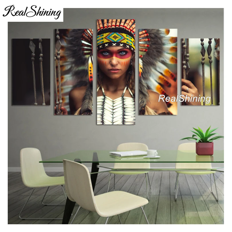 

REALSHINING Needlework 5D Diy Diamond Embroidery Indian Figure Full Square Drill Diamond Painting Cross Stitch Mosaic DM936