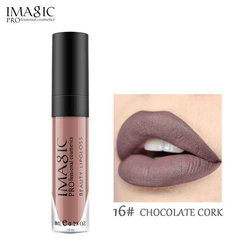 IMAGIC Matte Lipstick Makeup Tint Lip gloss Cosmetics long lasting LipsStick Make up Lips Liquid gloss Beauty Imagic Makeup - Цвет: CHOCOLATE CORK