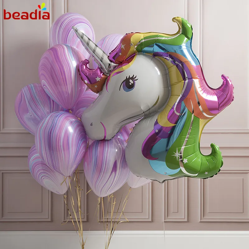 1pcs 87x117cm Rainbow Unicorn Aluminium Foil Balloons Birthday Party Decorations Wedding ...