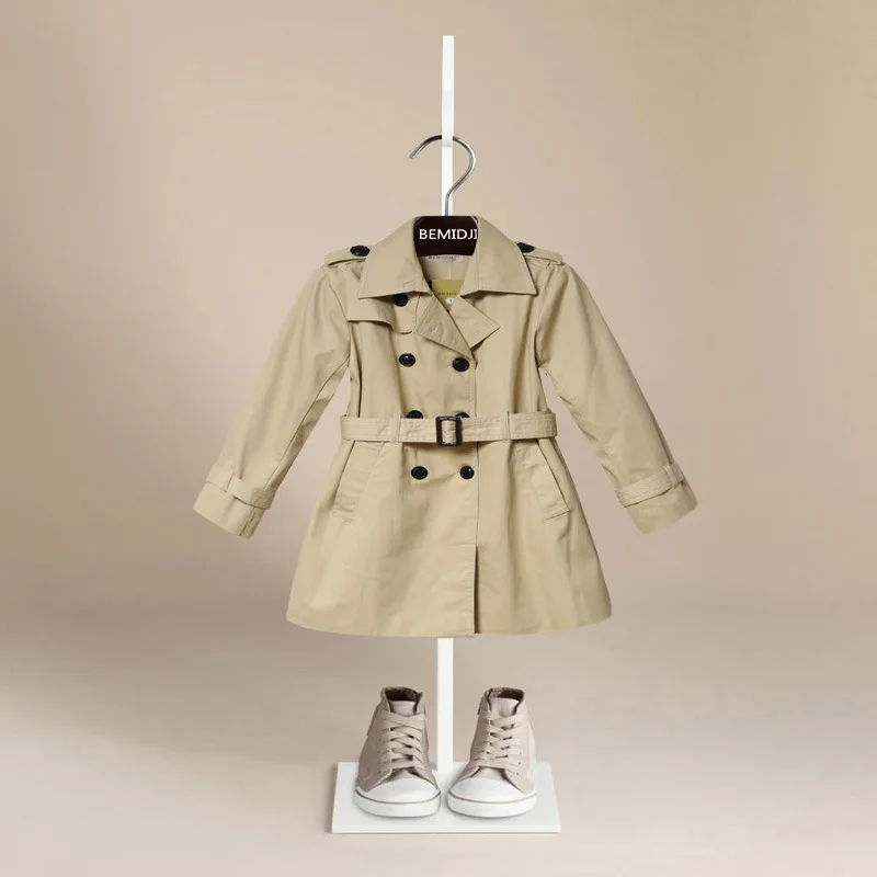 Kids Coat Autumn2017 Turn Down Collar Cotton Children Trench Coat