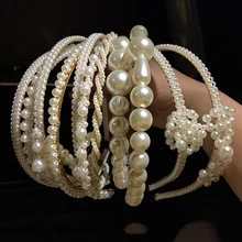 Fltafoosie модный обруч жемчужный для женщин Элегантный белый для свадьбы с жемчугом аксессуары для волос; Свадебные головной убор ободок наголовный обруч