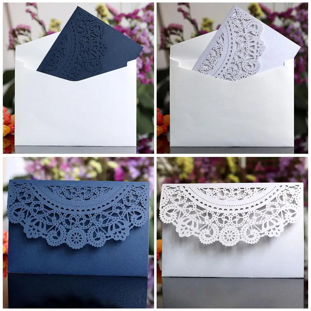  10PCS European style Tri-Fold Lace Business invitation Cards Laser Cut Wedding Invitations Cards Pa - 32921512689