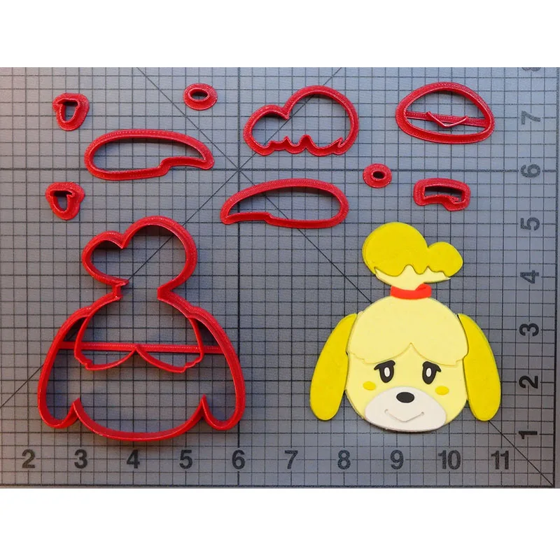 

Video Game Suprise Animal Crossing Isabelle Cookie Cutter Fondant Cupcake Molds Made 3D Printed Cookie Cake Decorating Tools