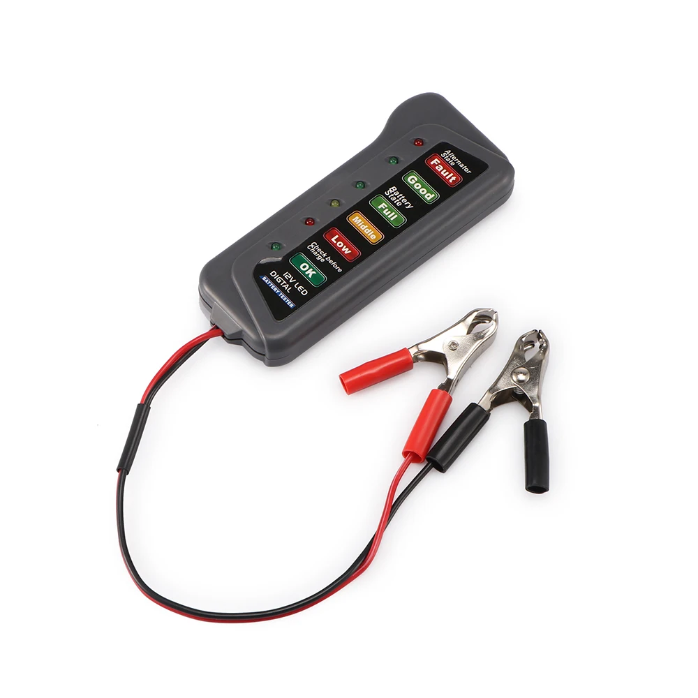 ALLOMN Original 12V Car Digital Battery Checker Tester Alternator 6 LED