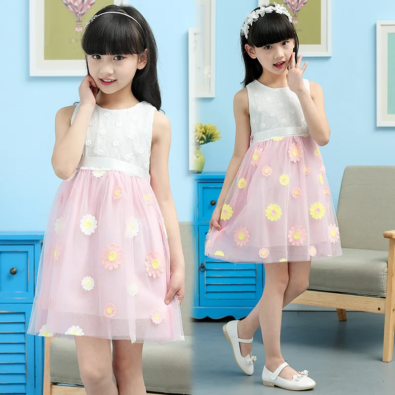 

2017 summer sun flower girl dress 61 Children's Day dance lace girl dress