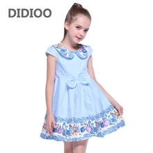 Праздничные платья для девочек, летние платья с воротником «Питер Пэн» Детская официальная одежда с принтом детское платье принцессы с бантом для детей 6, 8, 9, 10, 12 лет