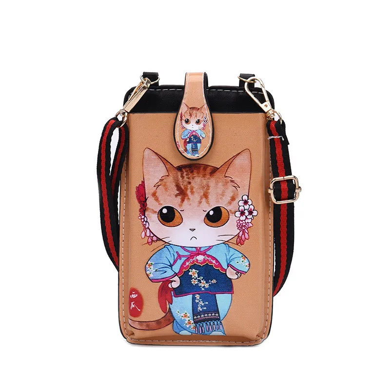 

Fashion mobile phone Messenger bag female 2019 new cartoon painted mini vertical shoulder female coin purse