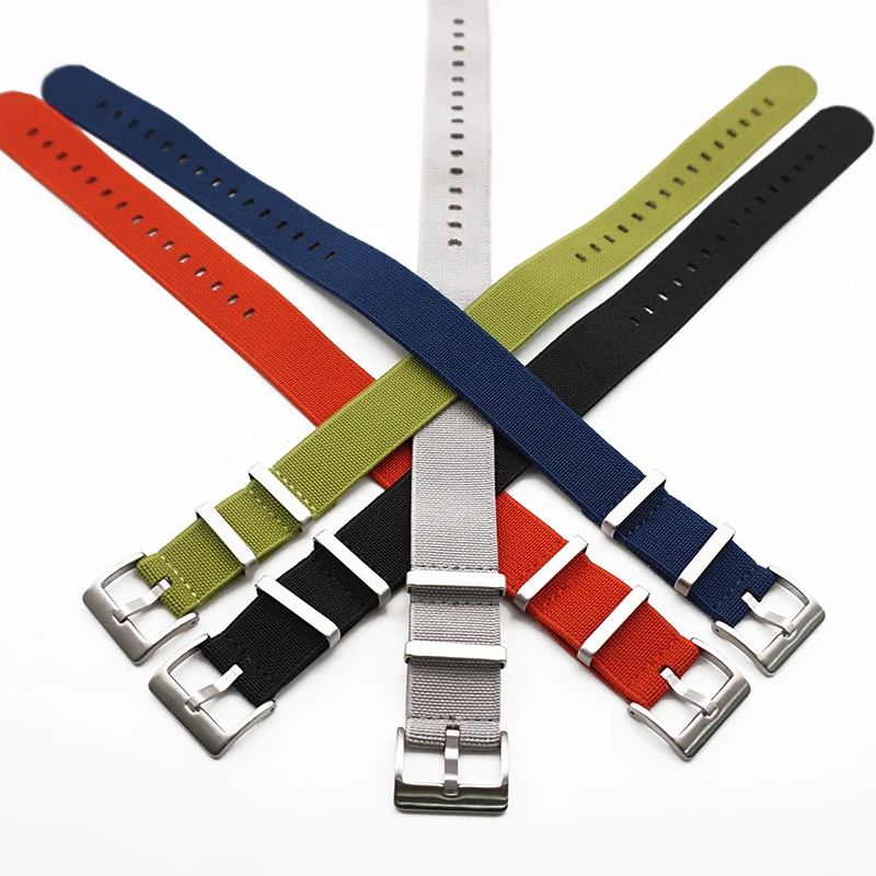 

New Elastic Watch Strap French Troops Parachute Strap Nato Nylon Belt Watchband 20mm 22mm With Silver Buckle #E