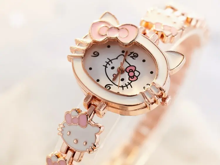 Hello kitty Новинка 2019 года relojes детские часы с рисунком из мультфиломов модные детские милые нержавеющая сталь кварцевые часы девушка