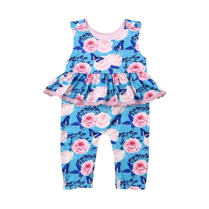 

Newborn Baby Girl Romper Flower Print Ruffle Romper Cotton Jumpsuit Outfit Clothes Ruffle Girls Clothing Infant Costume 0-24M