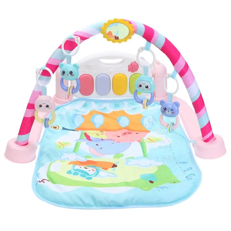 Baby Music Play Mat Multi functional Infants Musical Fitness Rack Crawling Pad with Light Bell