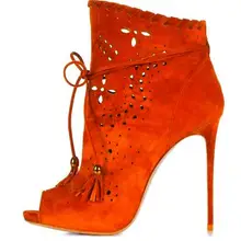 Весна новое поступление супер Обувь на высоком каблуке с вырезами и открытым носком дышащие женские ботильоны ботинки на платформе