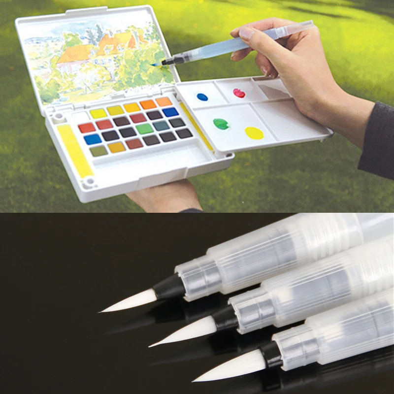 

4 PCS/Lot Refillable Water Brush Ink Pen for Water Color Calligraphy Drawing Painting Illustration Pen Office Stationery