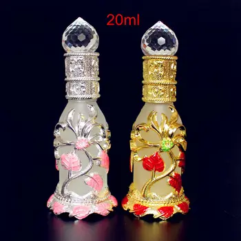 

SAMBETTE 1PC 20ml Antiqued Metal Perfume Bottle Arab Essential Oils Bottle with Glass Dropper Middle East Style Bottle 4Colors