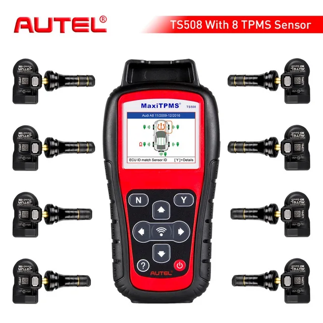 

Autel MaxiTPMS TS508K TPMS Diagnostic Tool tire pressure monitoring system reset with 8pcs programmable 433MHz tpms MX-Sensor