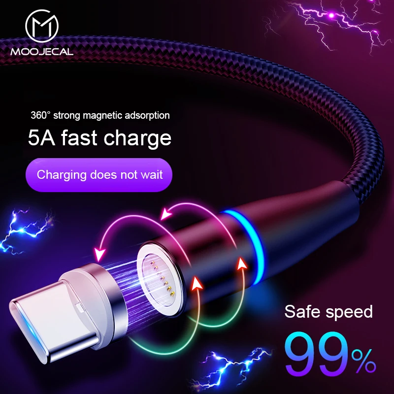 

MOOJECAL 5A Magnetic cable Type C Micro usb Cable Fast charge For iPhone XR X 7 8 For Samsang S9 Magnet Usb c charger