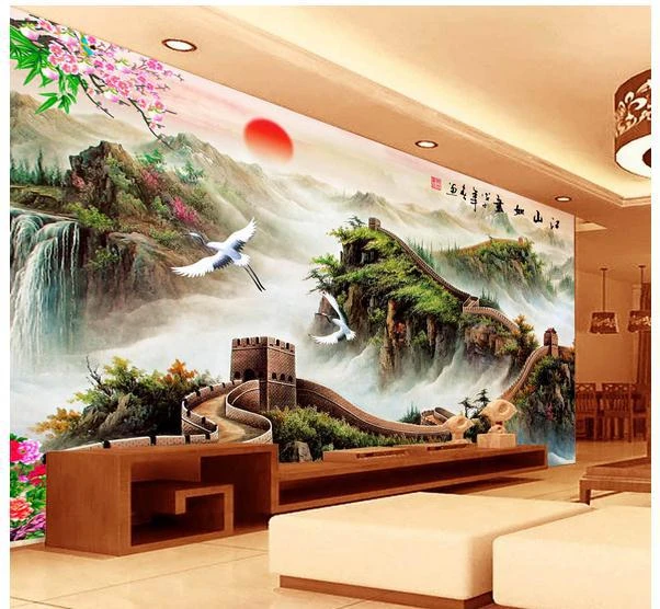 Custom Photo 3d Tv Wallpaper Idyllic Landscape Great Wall Winds China Mural Wallpaper For Living Room Decoration Wallpapers Aliexpress