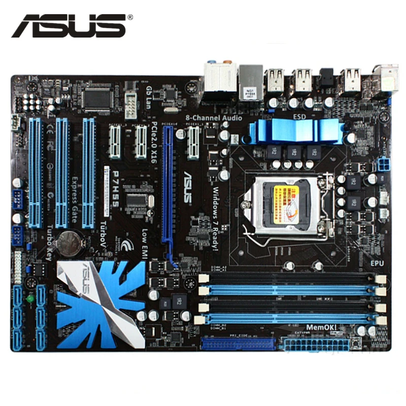Материнская плата ASUS P7H55 LGA 1156 DDR3 16 ГБ для Intel H55 P7H55 настольная системная плата SATA II PCI-E X16 используется AMI биос