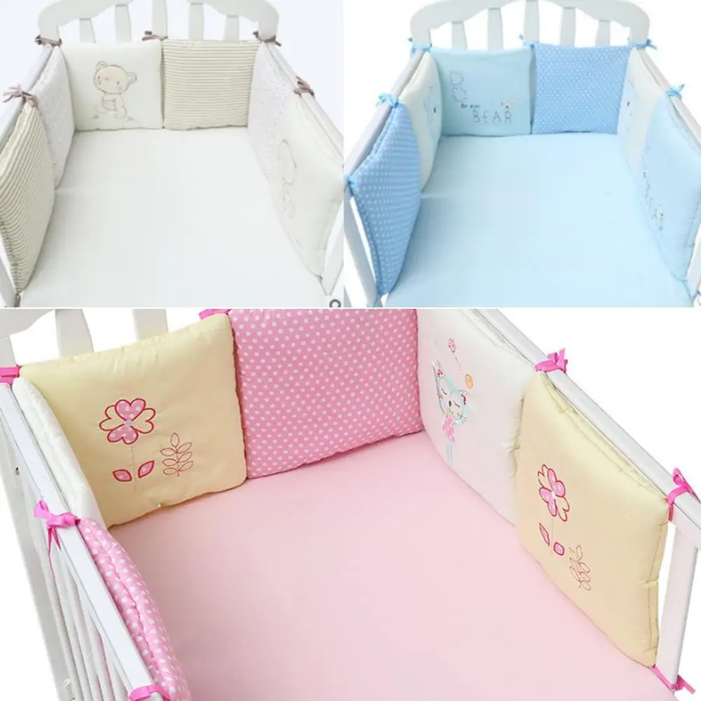 Детская кроватка постельное белье-бампер комбинация 6 шт. мягкие хлопковые бамперы для детской кроватки постельные принадлежности