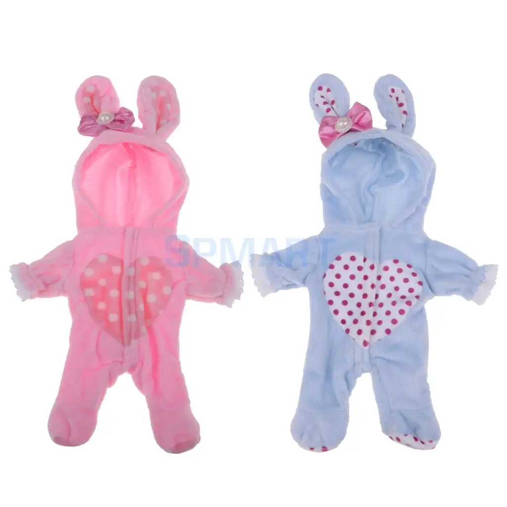 Cute Hooded Jumpsuit Rabbit Romper Outfit For Mellchan Doll 9-11inch for Reborn Baby Girl Dolls Clothing Accessory