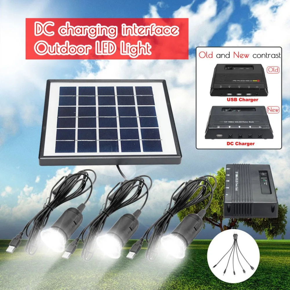 

Solar Powered Led Light Bulb Lamp DC Solar Panels Charging Generator Power Generation System Camping Lamps Light