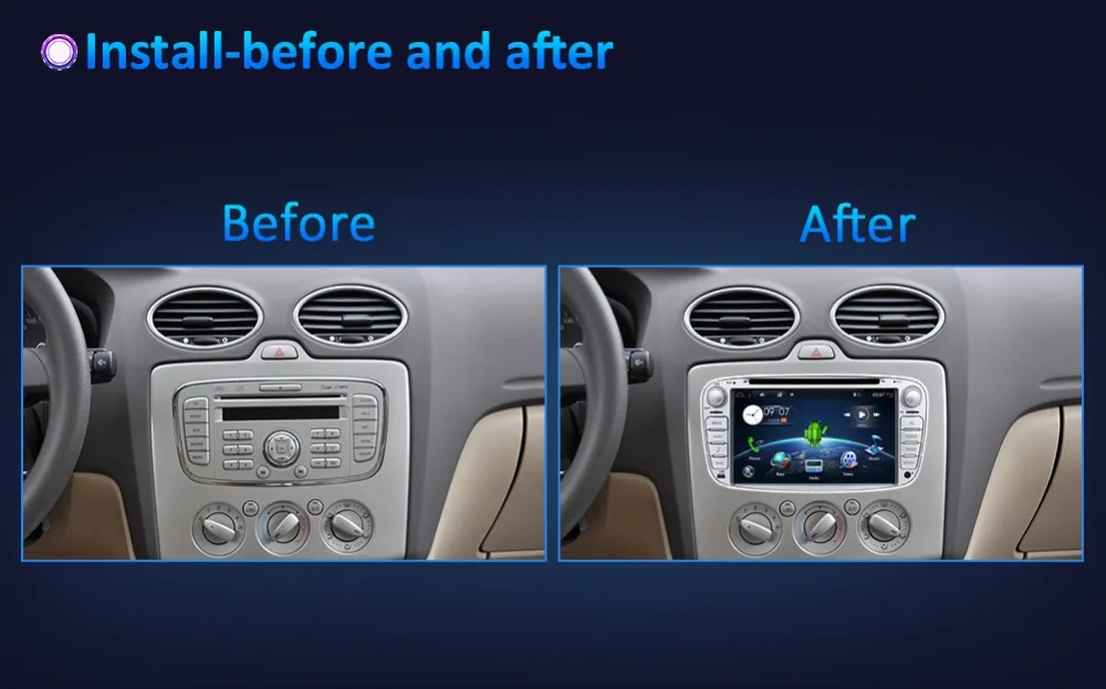 Perfect 2G RAM 32G ROM Quad core android 7.1 car dvd for Ford focus Mondeo S-max smax Kuga c-max gps radio video wifi multimedia player 17