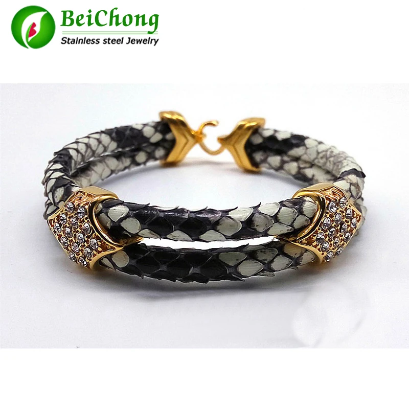 

Модный Змея из кожи питона 5 мм для мужчин с коробкой из нержавеющей стали