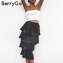 BerryGo Сексуальная элегантная плиссированная юбка в горошек Женская белая юбка винтажная трапециевидная миди черная юбка женская Повседневная пляжная летняя юбка женская