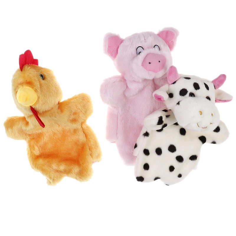 1 шт. Классические Милая, картонная животное ручная марионетка игрушки плюшевые щенки свинья корова, курица детская игрушка-кукла Животные