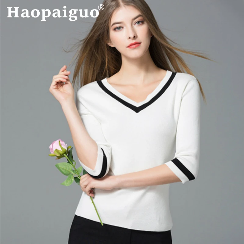 

Plus Size Women Cotton Sweaters and Pullovers Autumn Winter Pull Femme Sheath White Pullover Female Casual Knitted Sweater