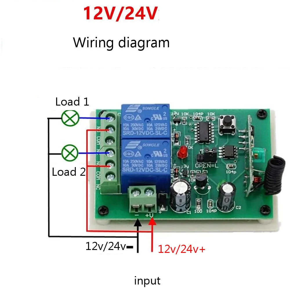 DC12V/24 V 2 канала Беспроводной переключатель приемник-1 шт.)+ 1/2/3 передатчик пульта дистанционного Управление