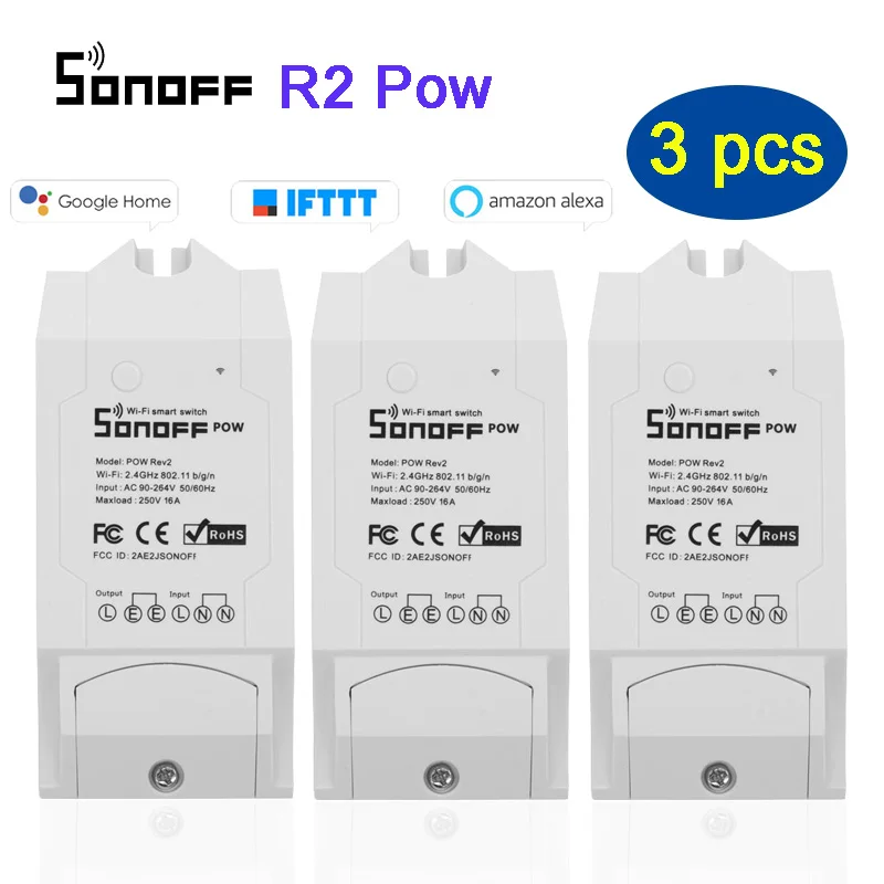 3 шт. Sonoff Pow R2 Wifi смарт переключатель более высокая точность измерения