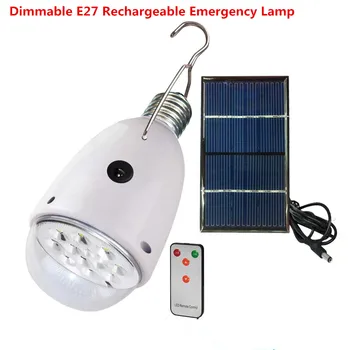 

Rechargebal indoor lighting Dimmable E27 led solar lamp with remote control AC90~260V/DC6V outdoor lighting solar caping light