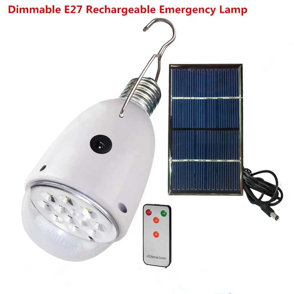 Conduziu a Lâmpada Solar com Controle Dc6v ao ar Rechargebal Iluminação Interna Pode Escurecido E27 Remoto Ac90 Ac260 v – Livre Solar Caping Luz Ser