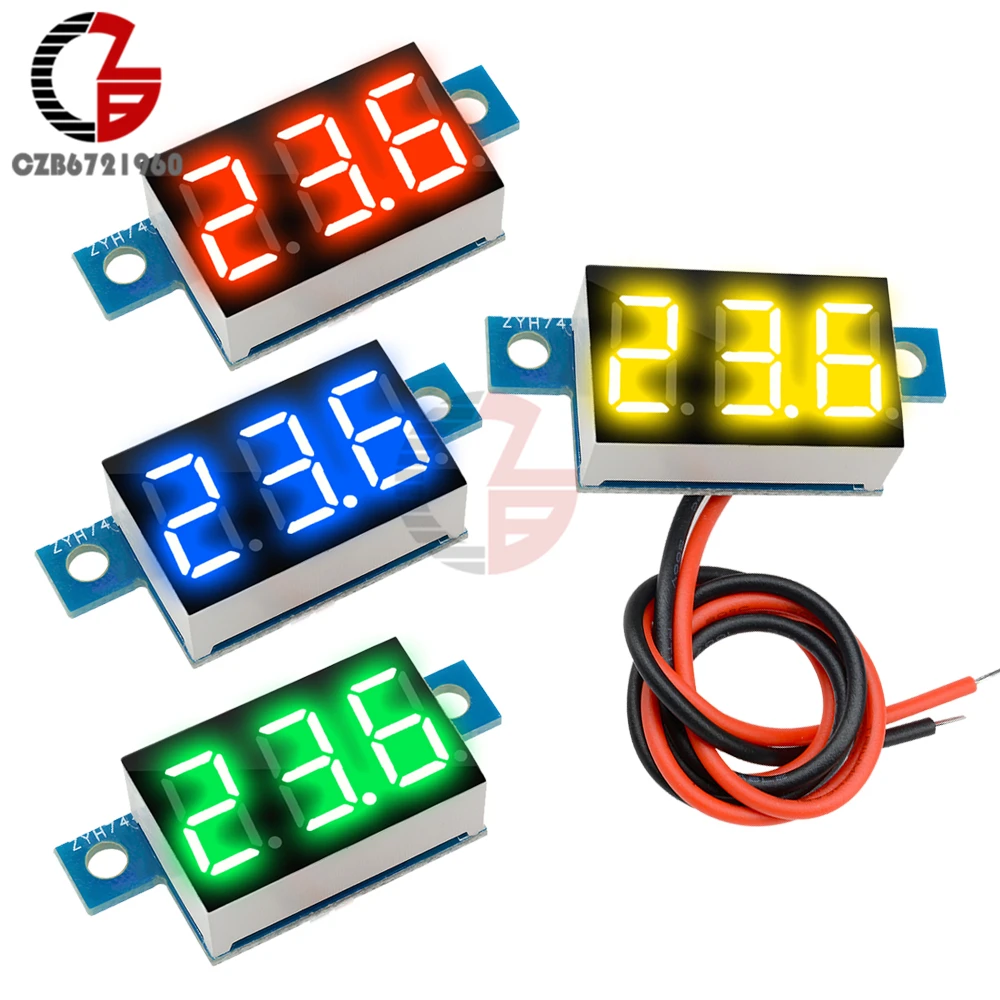 

3.3V-17V LED Digital Voltmeter 5V 12V Car Motorcycle Voltage Meter Tester Detector Monitor 2 Wire 0.36" Inch Volt Charge Doctor