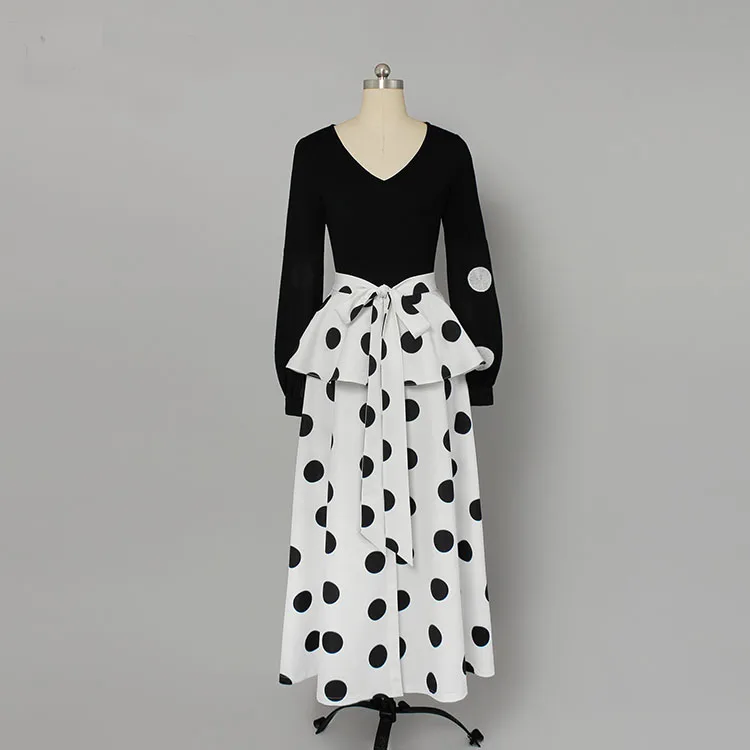 Dame Manches Femmes Costumes V Imprimer K615 Bureau Femme Longues Ensembles Robe À Dot Pièces Chemisiers Mode Col 2019 Deux Noir En Moulante Nouvelle Élégante xqEX0pwn1