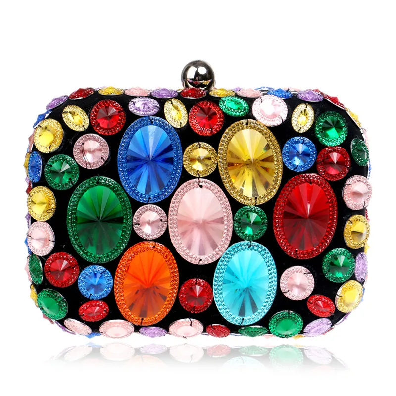 

2019 Luxury Designer Clutch Purse Candy Color Beaded Evening Bags Wedding Party Day Clutches Mini Messenger Bag Handbags A0353