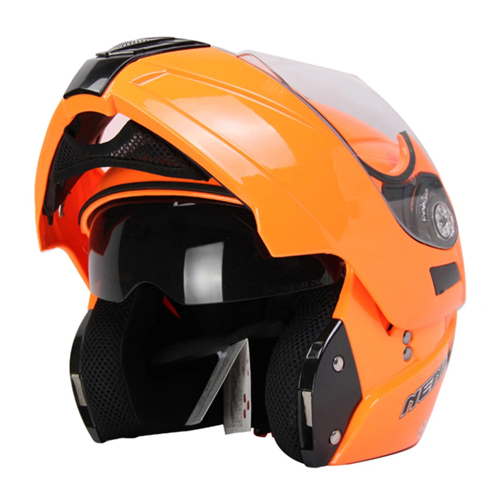 Orange NENKI мотоциклетный шлем флип UpHelmet дышащий комфорт двойной объектив крушение Touring Мотоцикл Полный шлем для мотоцикла - Цвет: Orange