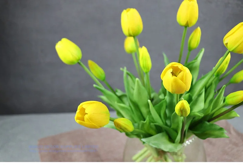 Индиго-настоящий силиконовый тюльпан высокого качества голландский желтый Тюльпан Букет для дома искусственный цветок свадебный цветок