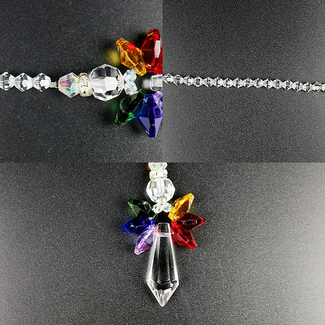 H&D Crystal Guardian Angel Suncatcher Autó Varázsa A Visszapillantó Tükör Otthoni Kert Lógó Dekorációs Ajándék (Csakra) - Image 4