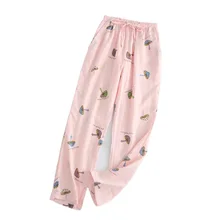 Весна и новые летние Пижамные штаны Для женщин марля хлопок разные стили брюки удобные домашние брюки Пижама для сна, низ