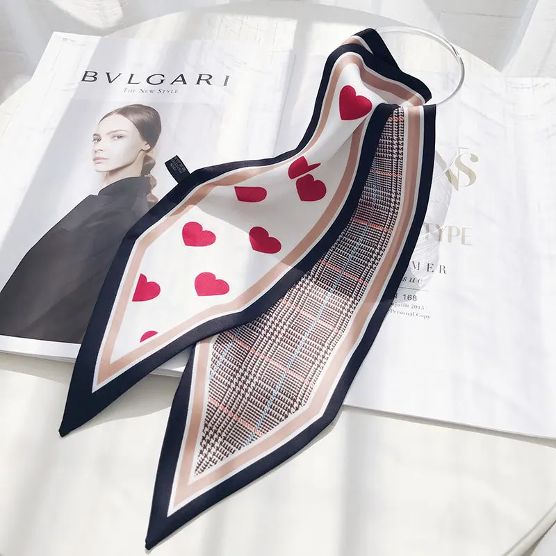 

Love sharp corner scarf scarves ladies spring and autumn Korean version of the wild with wrist print small scarf hair band