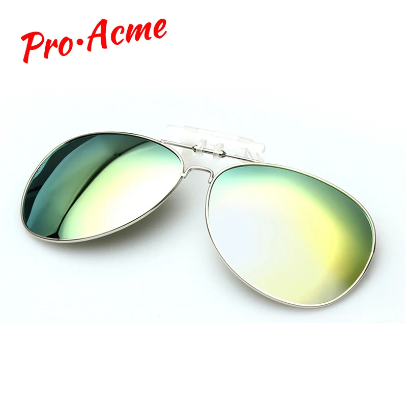 

Pro Acme Polarized Clip On Sunglasses Men Driving Day & Night Vision Lens Mirror Coating Pilot Sun Glasses For Women CC0131