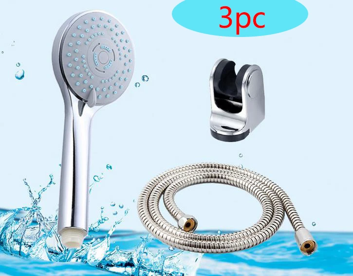Alta Qualidade Três Fuction Buracos Cabeça de Chuveiro Da Economia da Água de Gel de Sílica Com Chrome cabeça de Chuveiro Rainfall Rodada Chuveiro de Mão